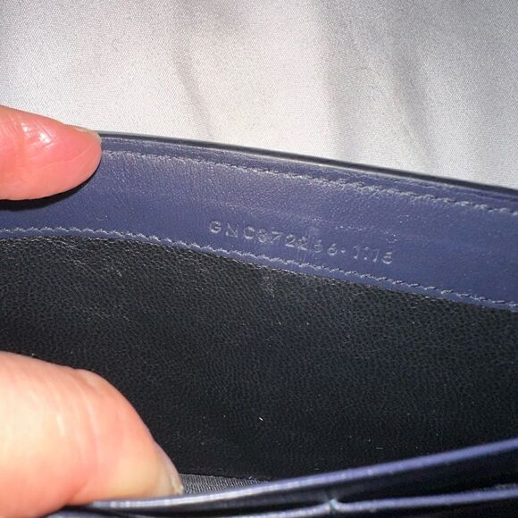 YSL dark navy crocodile embroidered leather long wallet - Picture 12 of 16